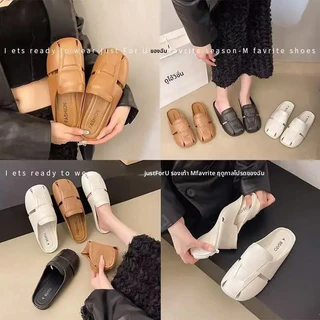 icy ฤดูร้อนแฟชั่นเทพนิยายแบนรองเท้าแตะครึ่งรองเท้าแตะด้านล่างนุ่มลื่นลื่นบนรองเท้าแตะสุภาพสตรีสําหรับสวมใส่กลางแจ้ง X207
