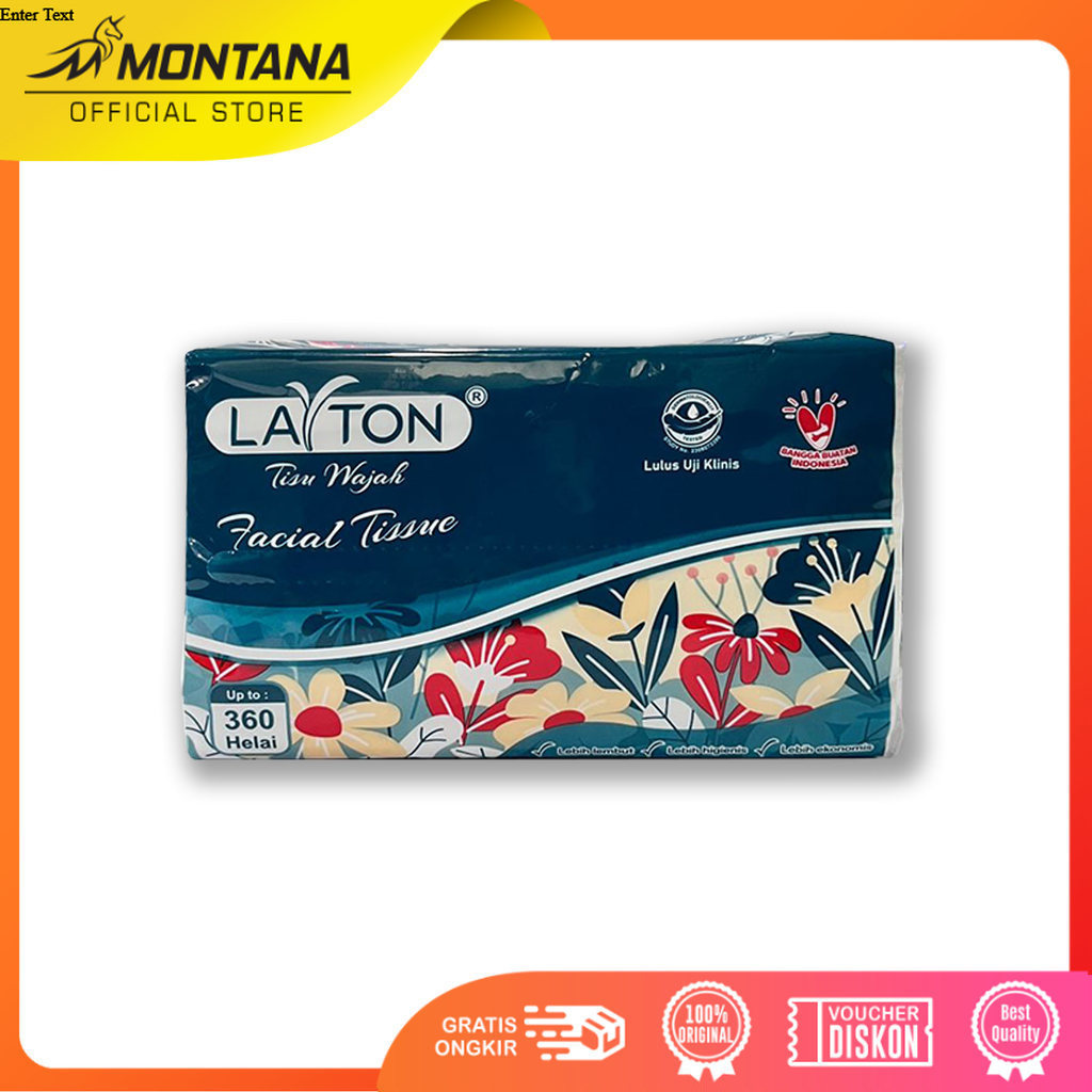 MONTANA Tissue Layton Facial soft Up To 360 Strands Layton กระดาษเช็ดหน้า 100% Virgin Pulp Bundle Pa
