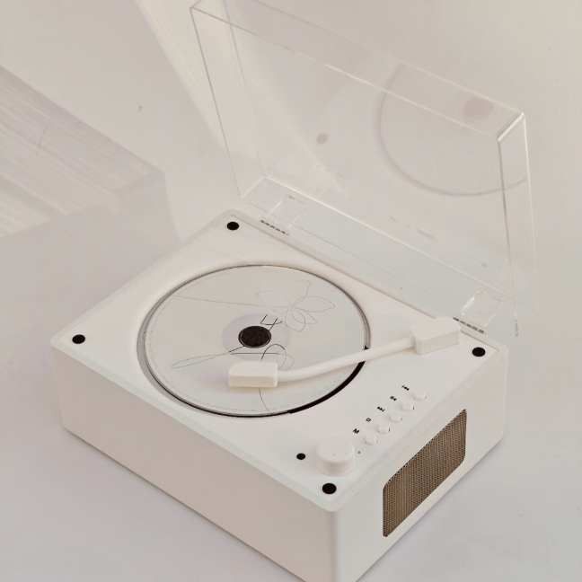 Retro อัลบั้ม CD Player ลําโพงบลูทูธเพลง CD Player ลําโพงบ้านแบบพกพาแบบชาร์จไฟได้#251125