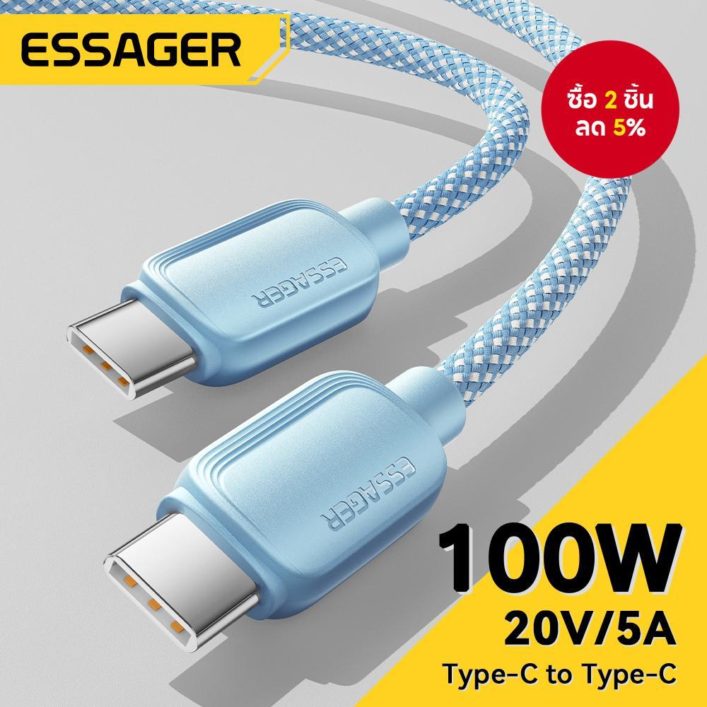 Essager สายเคเบิล Type-C ถึง Type-C 100W PD ชาร์จเร็ว สาย USBC เป็น USB C สําหรับ Macaron ไอโฟน แม็กบุ๊ค ไอแพด 小米 戴尔 联想 惠普 三星 华为 สําหรับการชาร์จ