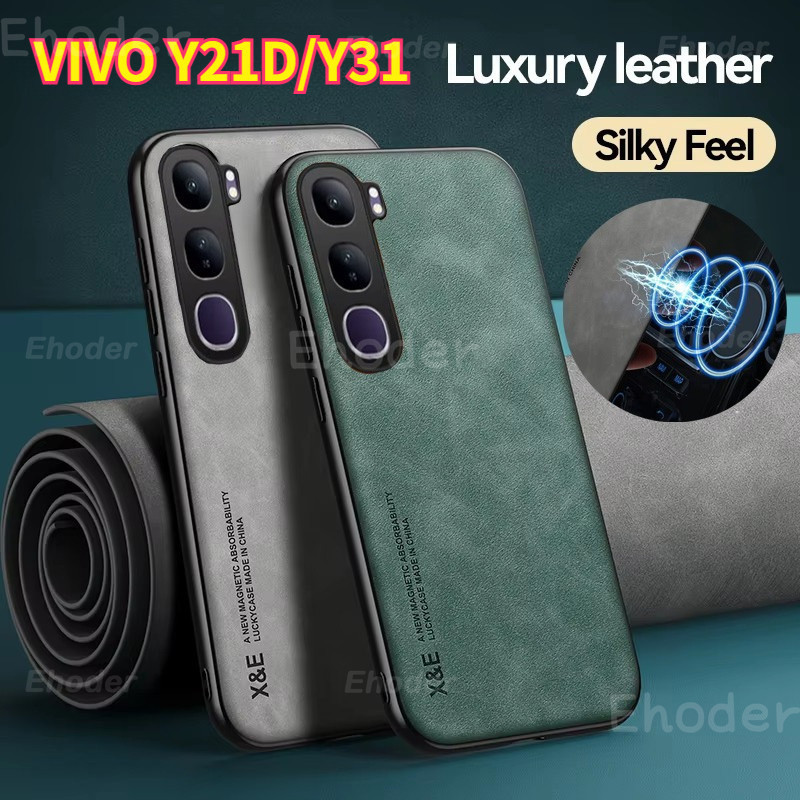 2025 หรูหราหนังโทรศัพท์กรณีแม่เหล็กรถสําหรับ VIVO Y21D Y31 4G 5G, ป้องกัน Matter สําหรับ VIVO Y21D Y