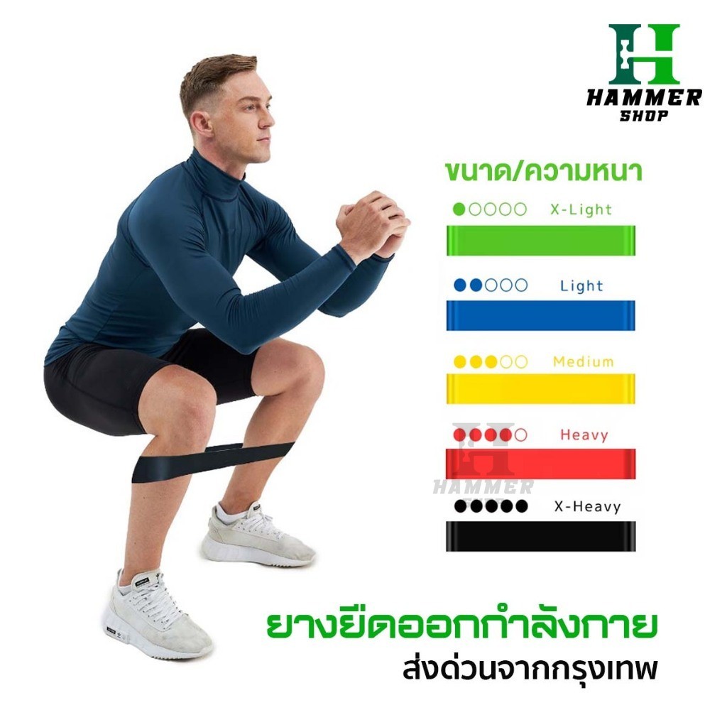 ยางยืด ยางยืดสําหรับออกกําลังกาย ยางยืดกีฬา 5สี5ระดับ เชือกออกกําลังกาย สร้างกล้ามเนื้อ กีฬา ส่งไว