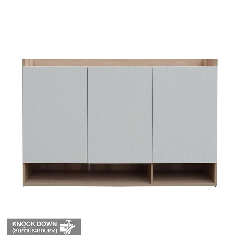 MOOVE ตู้รองเท้า 120 ซม. สีลายไม้/ขาวผ้า