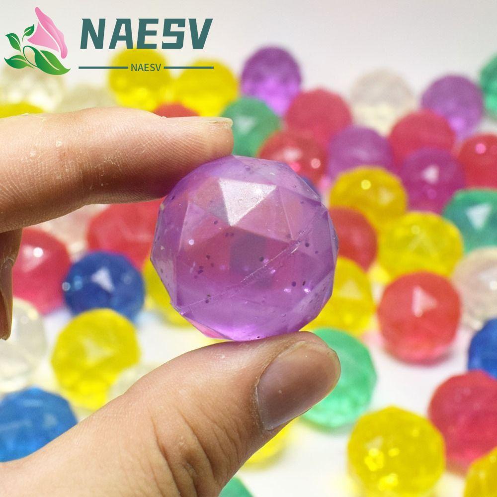 NAESV 6 ชิ้น Diamond Bouncy Ball, Bouncy ของเล่นยางนุ่ม Bouncy Ball, ตลกขนาดใหญ่สุ่มสายรุ้งสีหญิง
