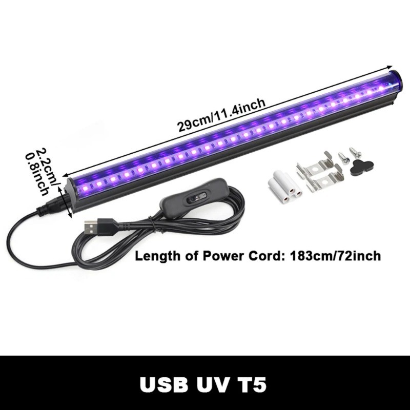 แสงสีดํา UV T5 หลอด 24LEDs 5V 5W หลอดไฟอัลตราไวโอเลต รูปที่ 6