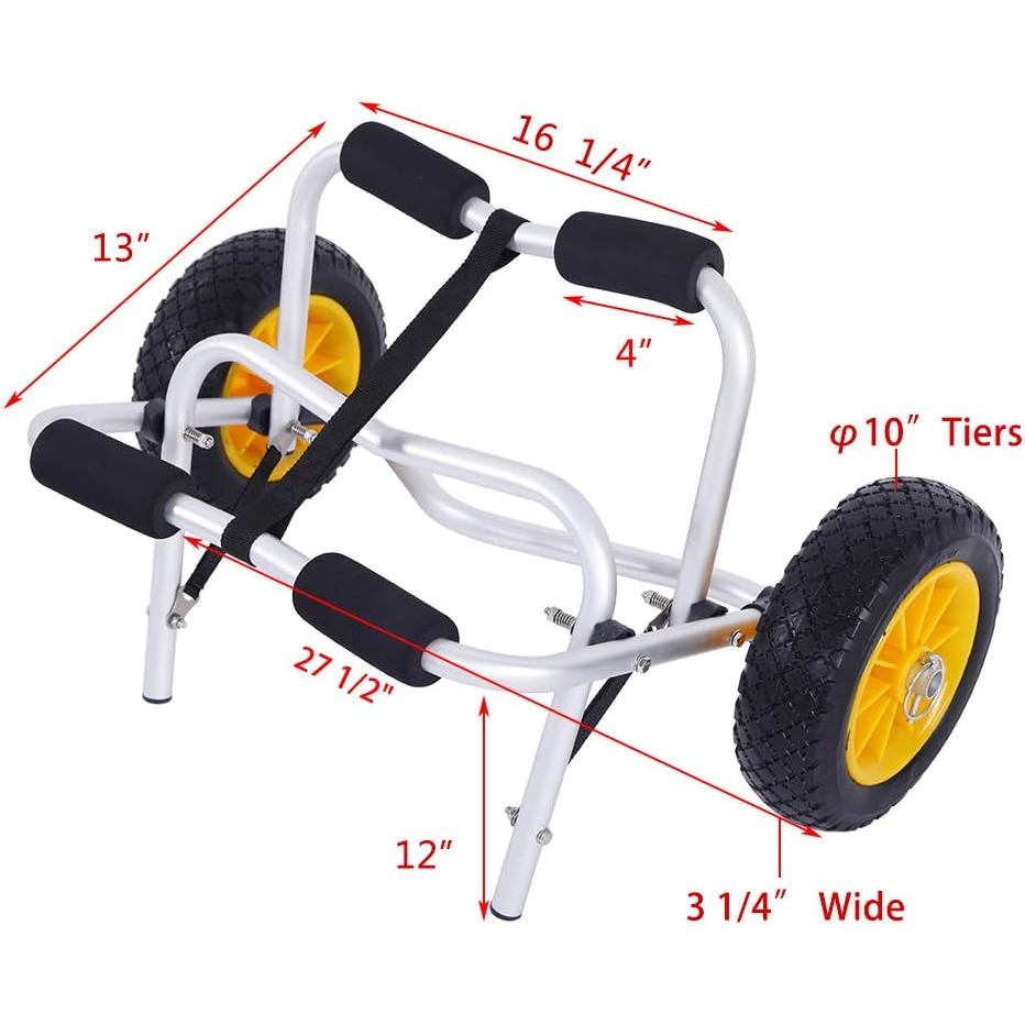 Universal Kayaks Cart, Canoe Carrier Trolley, Foldable Dolly Fishing Accessories for Kayak, Canoe, F