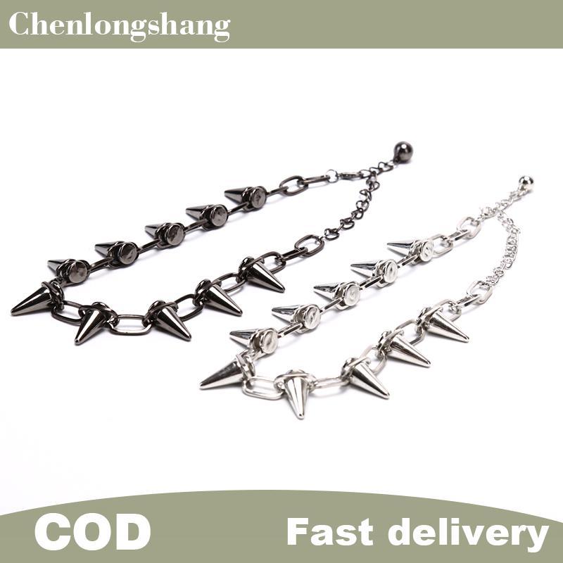 Chenlongshang ใหม่ Spike Rivet Punk สร้อยคอ Goth Rock Biker Link Chain Choker เครื่องประดับ EN