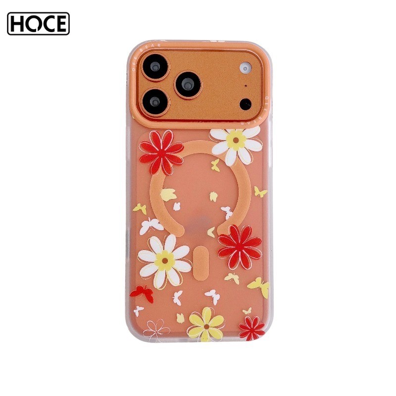 HOCE เคสโทรศัพท์แม่เหล็กลายดอกไม้น่ารักสําหรับ IPhone 17 16 15 14 13 Pro Max Matte Clear Cover Cases