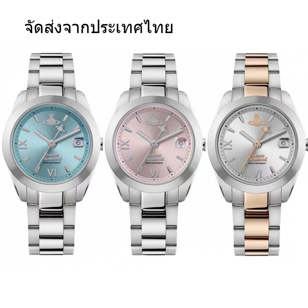 Vivienne VV292TQSL VV292PKSL VV292SLSR 28mm นาฬิกาข้อมือแฟชั่น ลายหัวใจ สีชมพูน้ําแข็ง สีฟ้า สําหรับผู้หญิง