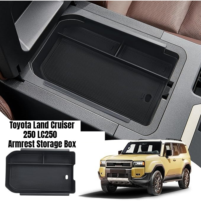 Toyota Land Cruiser 250 300 LC250 Prado J250 LC250 (64-6) กล่องที่เท้าแขนที่เก็บคอนโซลถาดอุปกรณ์เสริ