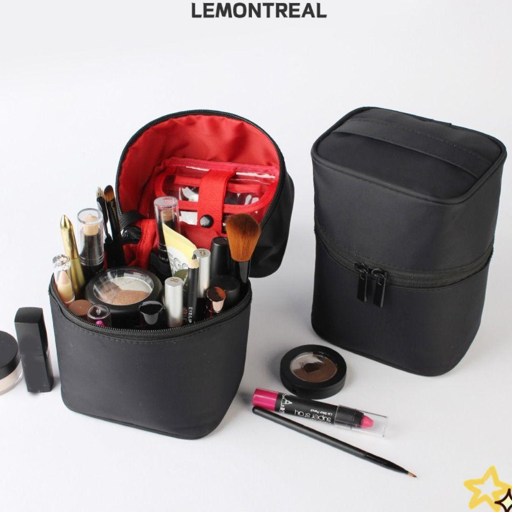 LEMONTREAL กระเป๋าเก็บเครื่องสําอาง, ซิปความรู้สึกขั้นสูงกระเป๋าใส่อุปกรณ์อาบน้ําแบบพกพากันน้ําความจุขนาดใหญ่