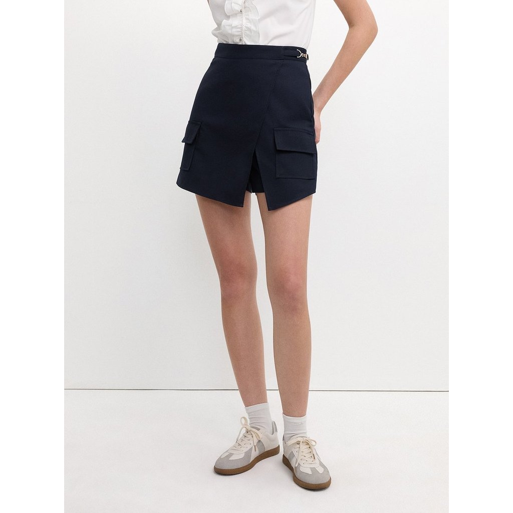 [Pomelo] กางเกงกระโปรงอสมมาตร / Asymmetric Skort — صورة 2