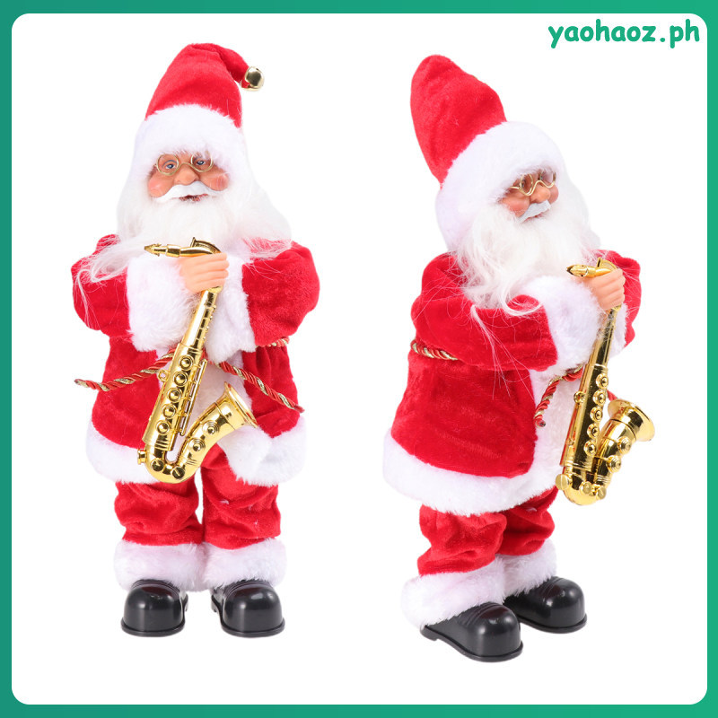 น่ารักซานตาดนตรีของเล่นคริสต์มาสไฟฟ้าเพลงตุ๊กตาตกแต่งบ้านสําหรับคริสต์มาสโดยไม่ต้องแบตเตอรี่ (เป่าสา