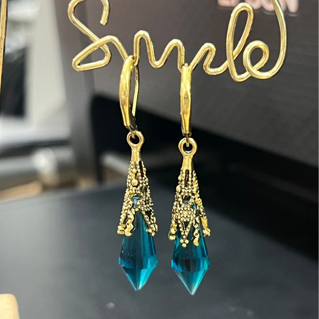 Chenrui Simple Retro ต่างหูแฟชั่นคริสตัลสุภาพสตรี