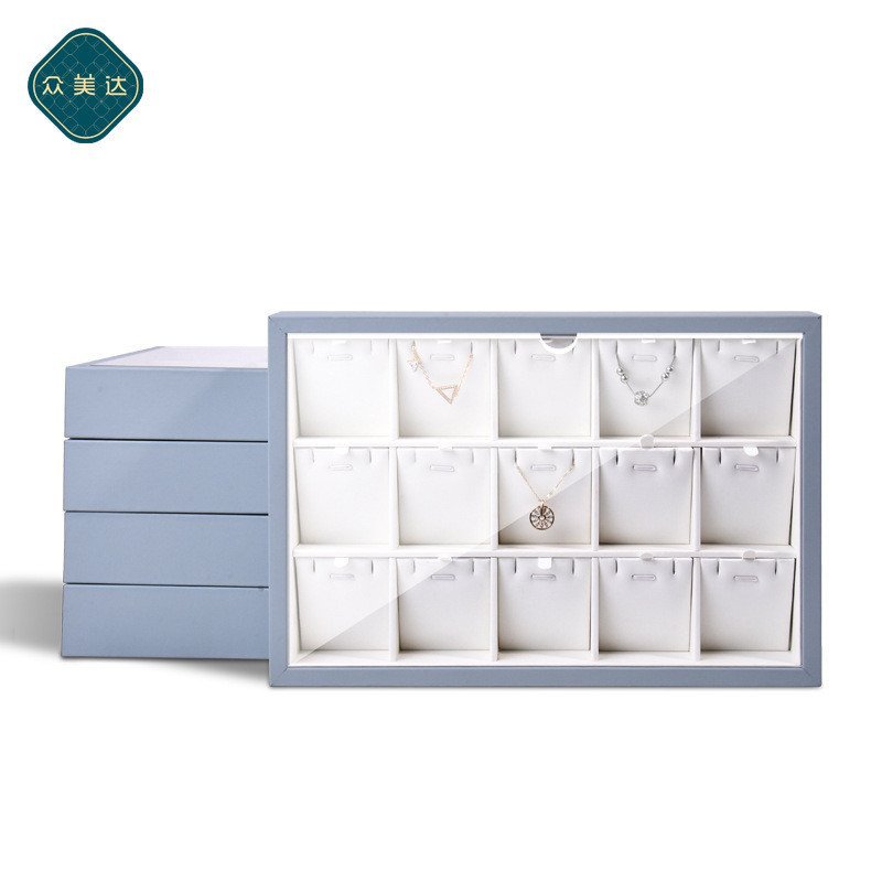 ที่มีฝาปิดเครื่องประดับป้องกันฝุ่นสร้อยคอถาดแสดงถาดอะคริลิเครื่องประดับฝากล่องเก็บเครื่องประดับเครื่