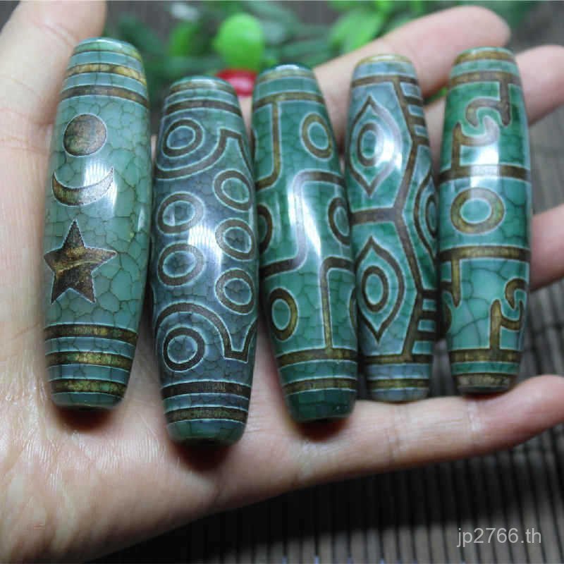 Dzi Beads Agate สินค้าพร้อมส่ง สร้อยข้อมือและเครื่องประดับทิเบต แท้ สีเขียว