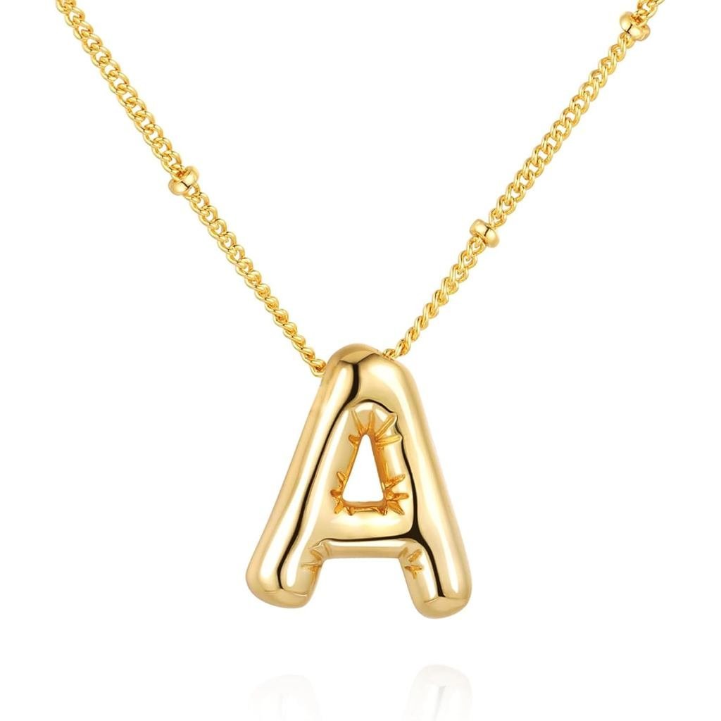 สร้อยคอตัวอักษรสไตล์ chunky bubble สำหรับผู้หญิง งานดั๊nte พร้อมเคลือบทอง 14K เพื่อความพิเศษและส่วนบ
