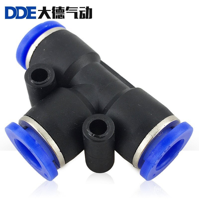 P PE6 Joint Trachea Quick PE8 Quick Plug Alignment ท่อแรงดันสูงตรง T-Type Tee PE4 กระบอกพลาสติก Date