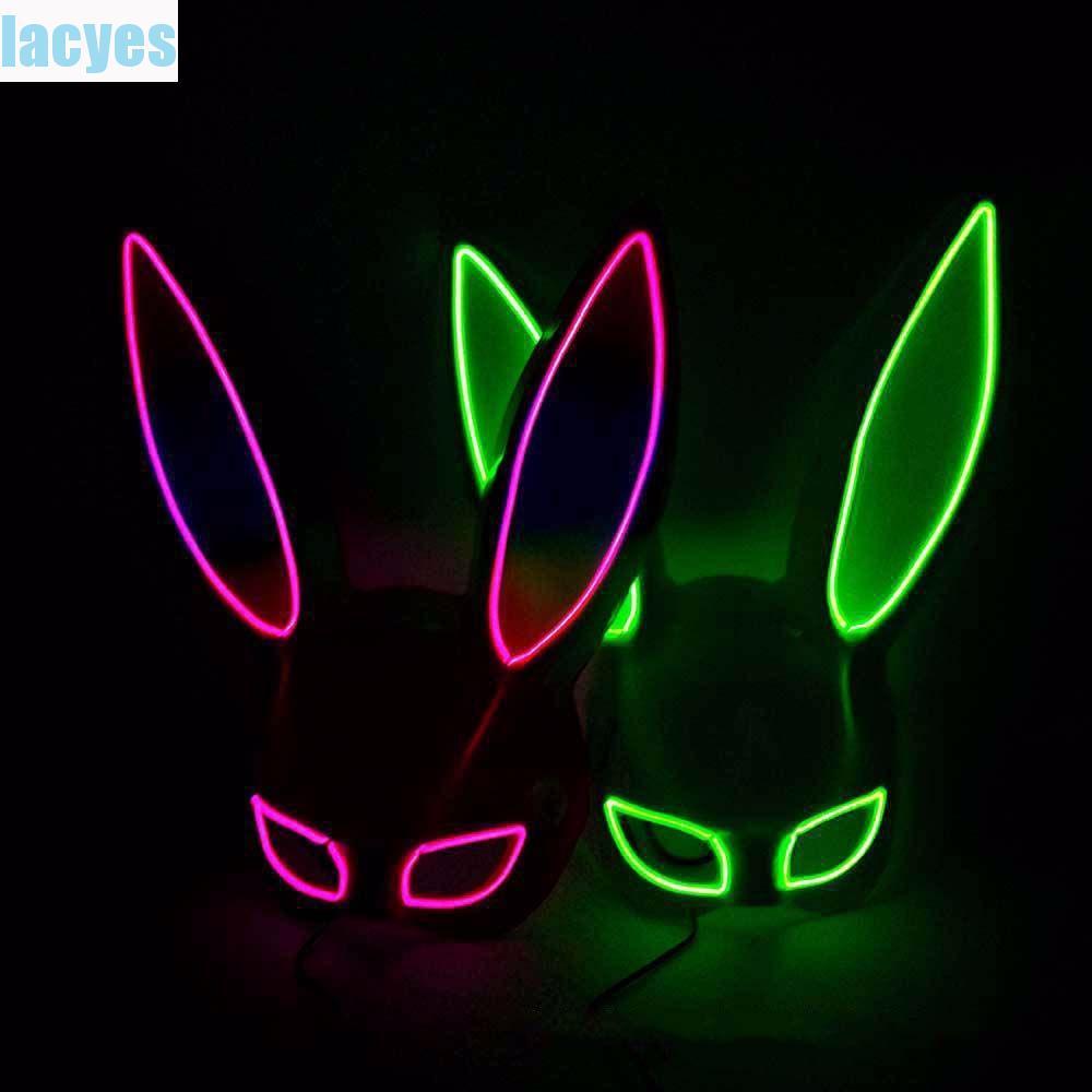 LACYES หน้ากากคอสเพลย์ Kitsune Multicolor Headwear หน้ากากไฟ LED คอสเพลย์หน้ากากไฟ LED