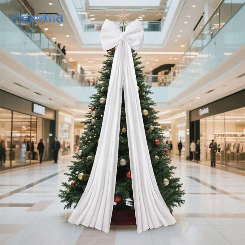 [Shamjina] Bow Christmas Xmas Tree Decor 15.75 x78.74 นิ้ว Bowknot อเนกประสงค์ฉากหลัง Cafe ห้องนั่งเ