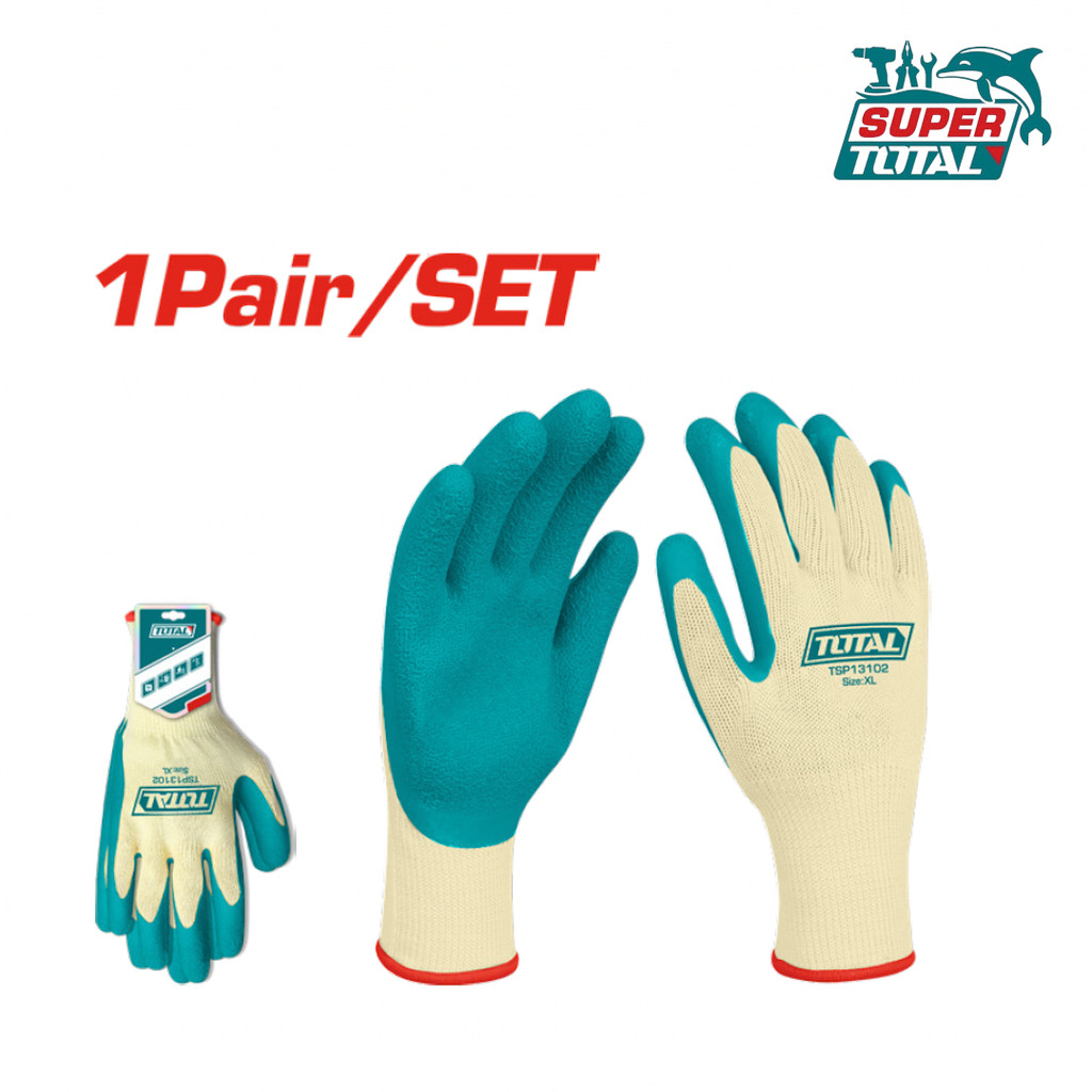 [ TOTAL ] (TSP13102) Latex Safety Gloves XL | Work Gloves | Grip & Protection | 1 Pair/SET
