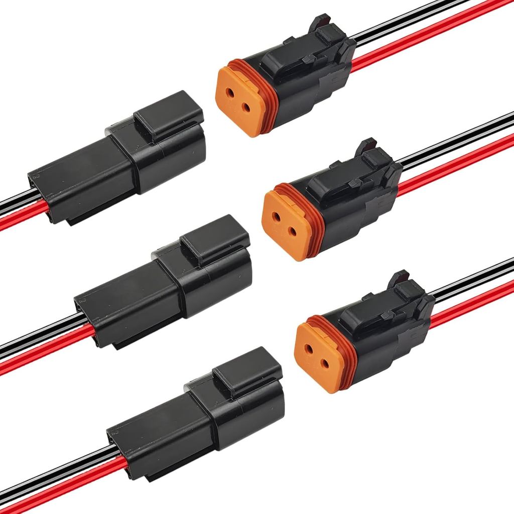 14 AWG 2 Pin DT Waterproof Connectors, 2 Wire Automotive Electrical Connector, Male and Female Way A