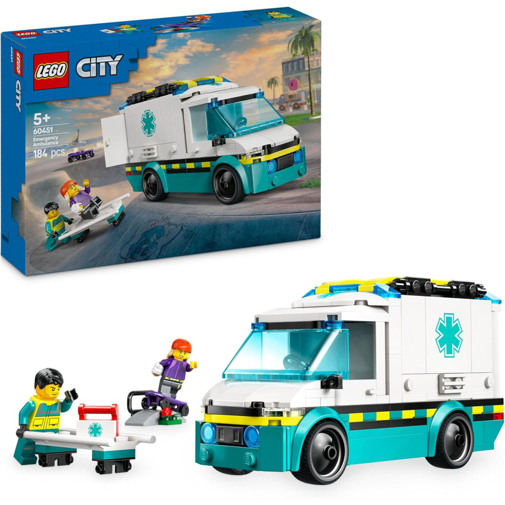 Lego City 60451 ของเล่นรถพยาบาลฉุกเฉินพร้อม 2 Mini Figures Construction Playset