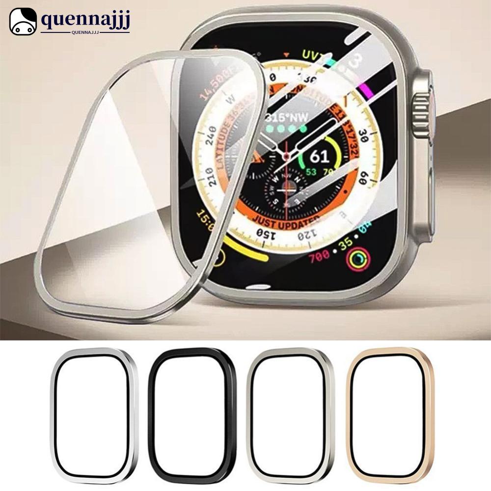 QHENNA กระจกนิรภัยสําหรับนาฬิกา Ultra 3 Ultra 2 49 มม.กรอบโลหะผสมไทเทเนียมขอบป้องกัน iWatch ป้องกันห