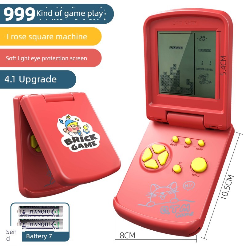 Old-fashioned Nostalgic Tetris เกมคอนโซลเกมคอนโซลเด็กของเล่นเพื่อการศึกษาเด็กชายหน้าจอขนาดใหญ่มือถือ