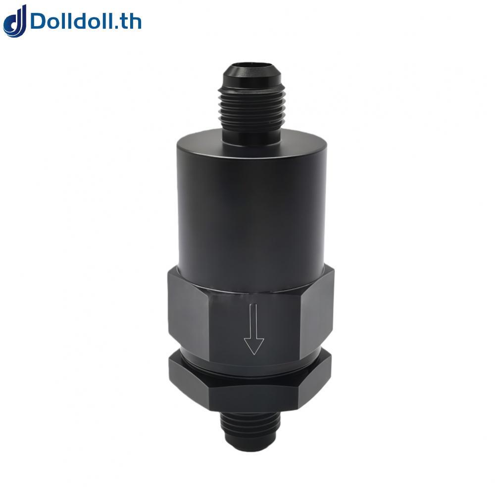 [Dolldoll]6AN Billet Inline Fuel Filter Aluminum Black 30 Micron for Vehicle Fuel Delivery