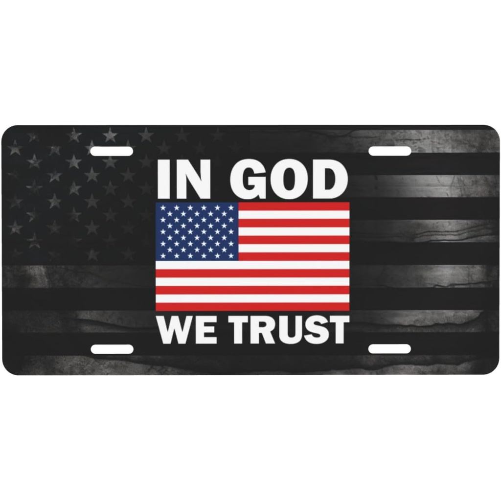 In God We Trust Christian 4Th of July ป้ายทะเบียนอลูมิเนียมด้านหน้าส่วนบุคคลเหมาะสําหรับเล่นกลางแจ้ง