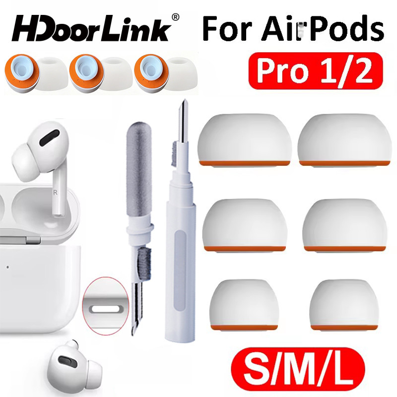 HdoorLink 2PCS Eartips สําหรับ Air/pods Pro 1st 2nd Gen หูฟังไร้สายบลูทูธซิลิโคนหูเคล็ดลับ Pads ครอบคลุมหมวกแผ่นรองหูฟัง