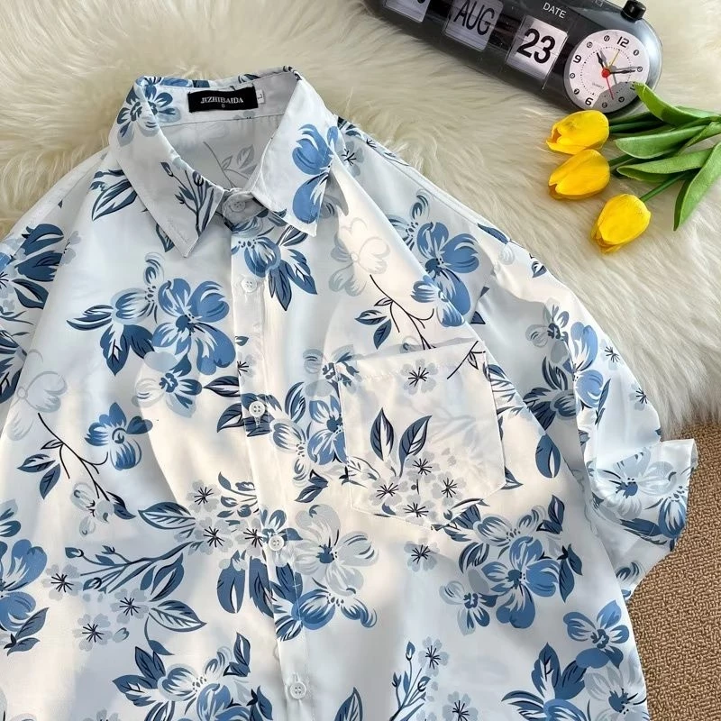 MSMS เสื้อเชิ้ตลายดอก แขนสั้น ผ้าเรยอน ทรงหลวม thumbnail 5