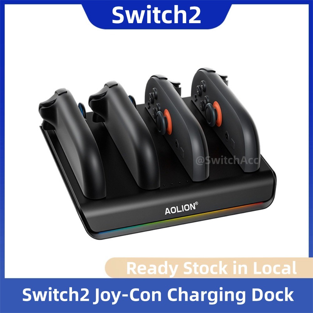 Aolion Switch Joy-Con Charger Station RGB Light Design แท่นชาร์จสําหรับ Nintendo Switch 2 Joy-Con