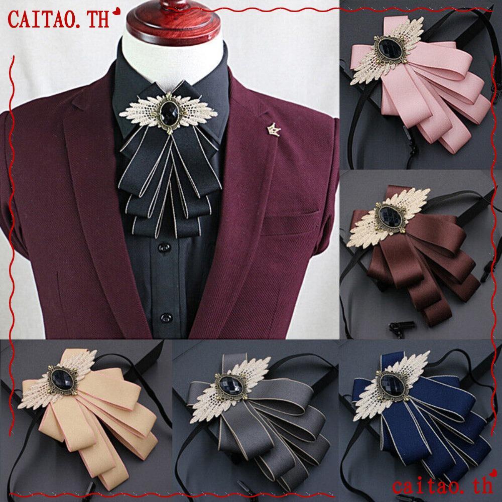 CITAO เนคไทผูกโบว์สำหรับสูทผู้ชาย ทำจากโพลีเอสเตอร์ มีดีไซน์หินเทียมและลายดอกไม้