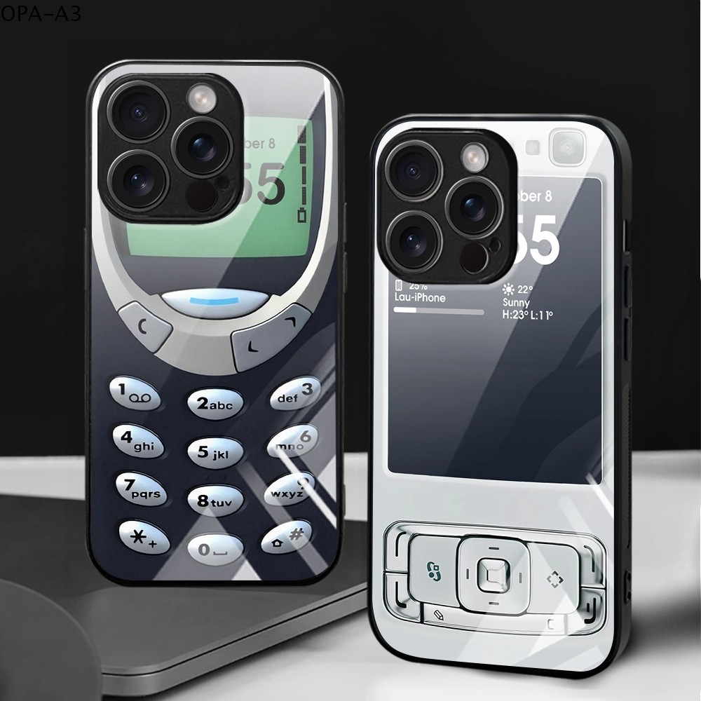 เคส For เคสแข็ง OPPO A3 A3X A60 A18 A78 A79 A17 A54 A38 A58 A77 A98 A17K A57 Pro 4G 5G เคสออปโป้ Glass Case BLK