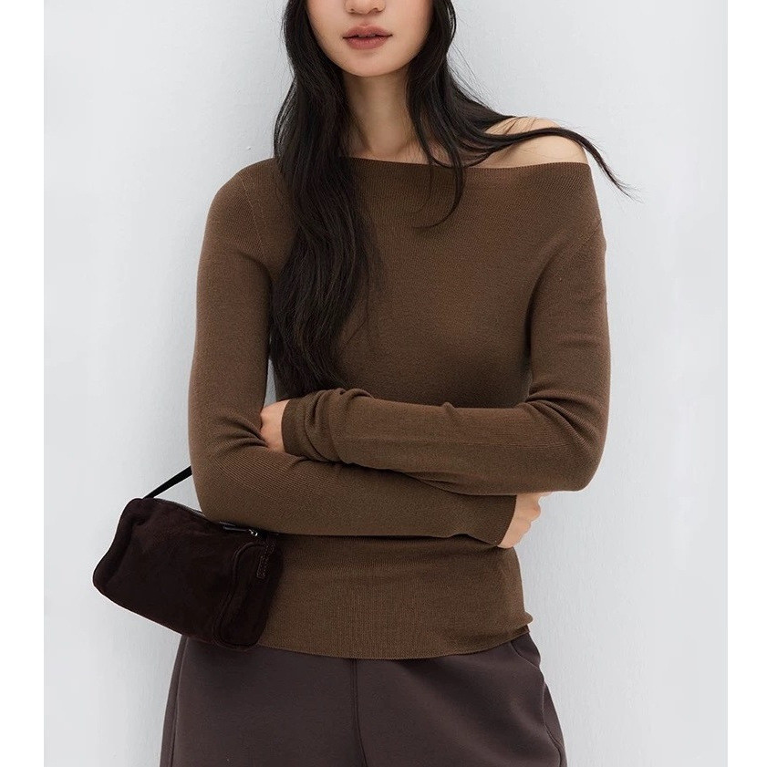 Advent Island Fine Seamless 18-เข็มเยอรมัน BY120s OTW ขนสัตว์แบนคอถักเสื้อ Bottoming อารมณ์ All-Matc