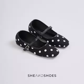🚗 ส่งด่วน กทม - DOTTIE รองเท้า Mary Jane ลายจุด [ Sz.36-43 ] ( เท้าอวบแนะนำเพิ่มไซส์ )
