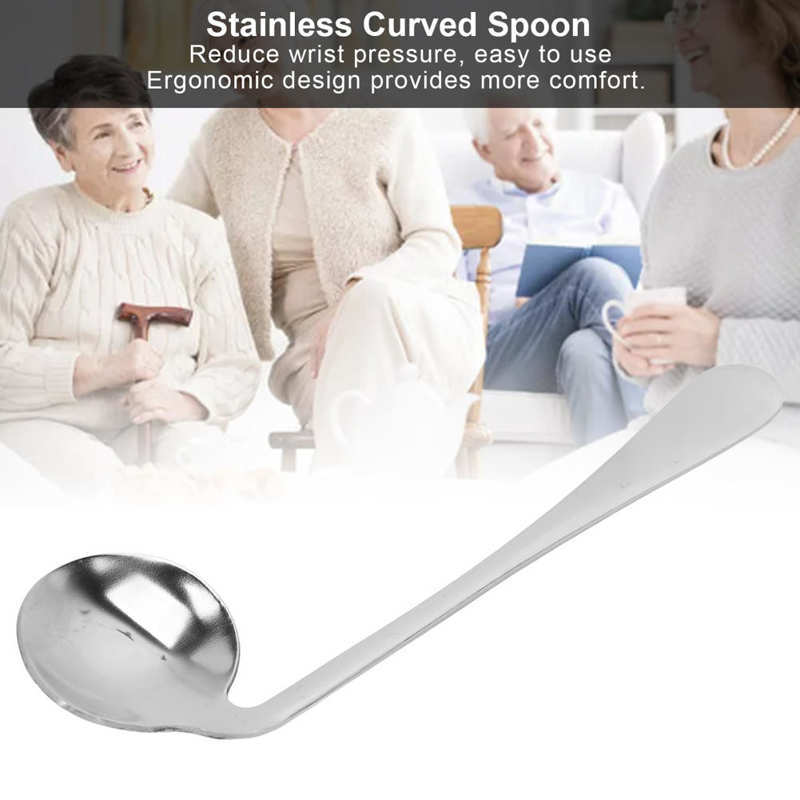 Utensil Curved Spoon Self Feeding  Reduce Wrist Pressure Utensil Angled for Elderly Patients RightLe