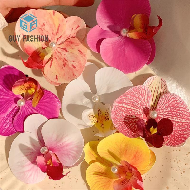 กิ๊บและปิ่นปักผม Bohemian สไตล์กล้วยไม้และมุก เครื่องประดับผมสำหรับผู้ชาย