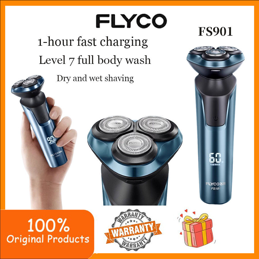 Flyco FS903 เครื่องโกนหนวดไฟฟ้า 3 หัว ระบบโรตารี ล้างทำความสะอาดได้