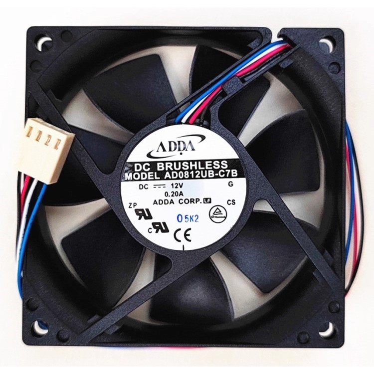 ยี่ห้อใหม่ ADDA Xiiexi 8020 8CM พัดลม Double Ball 4 สาย AD0812UB-C7B 12V 0.20A