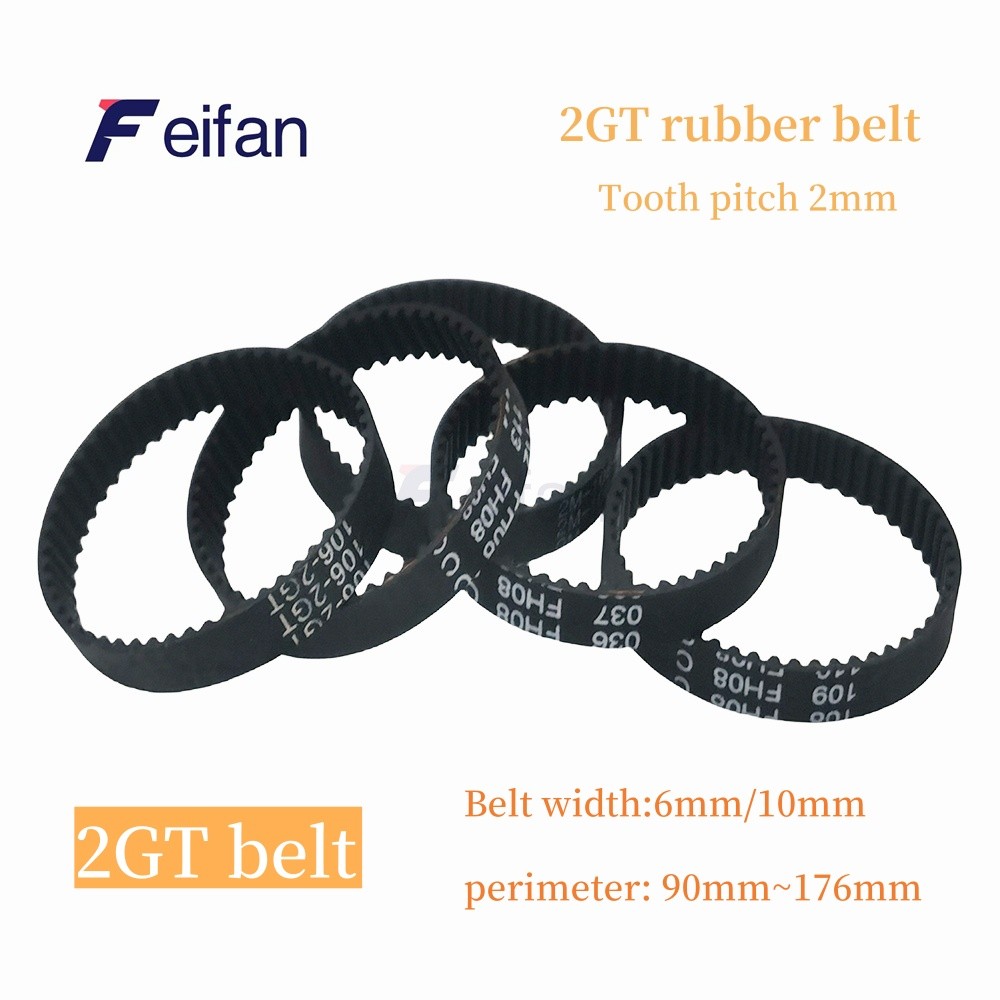 GT2 2GT Width 6/10mm 2M Rubber Belt Synchronous Belt Circular Belt Circumference 90mm-176mm Suitable