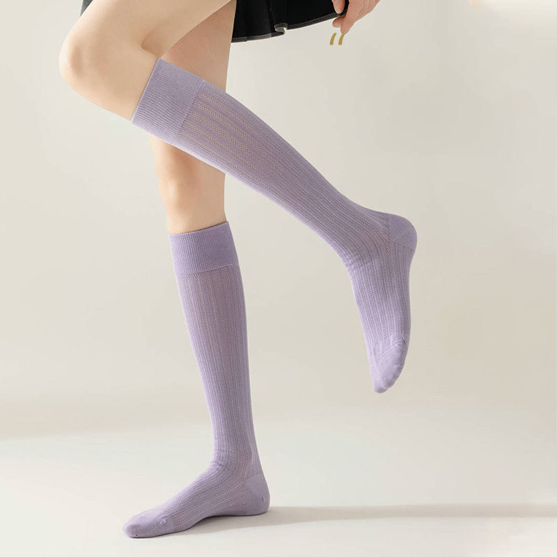 ⭐ส่งใน24ชม🧦ถุงเท้าเหนือเข่าสำหรับผู้หญิง ถุงเท้า JK สีพื้น ผ้าถัก น้ำหนักเบาและระบายอากาศได้ดี - รูปที่ 2