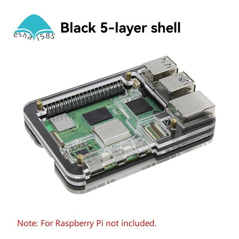 Eshai585For 5 พัดลมและติดตั้งความร้อนอ่างล้างจานยึดเชลล์-ตู้อะคริลิคออกแบบสําหรับ RPi 5 อุปกรณ์เสริม