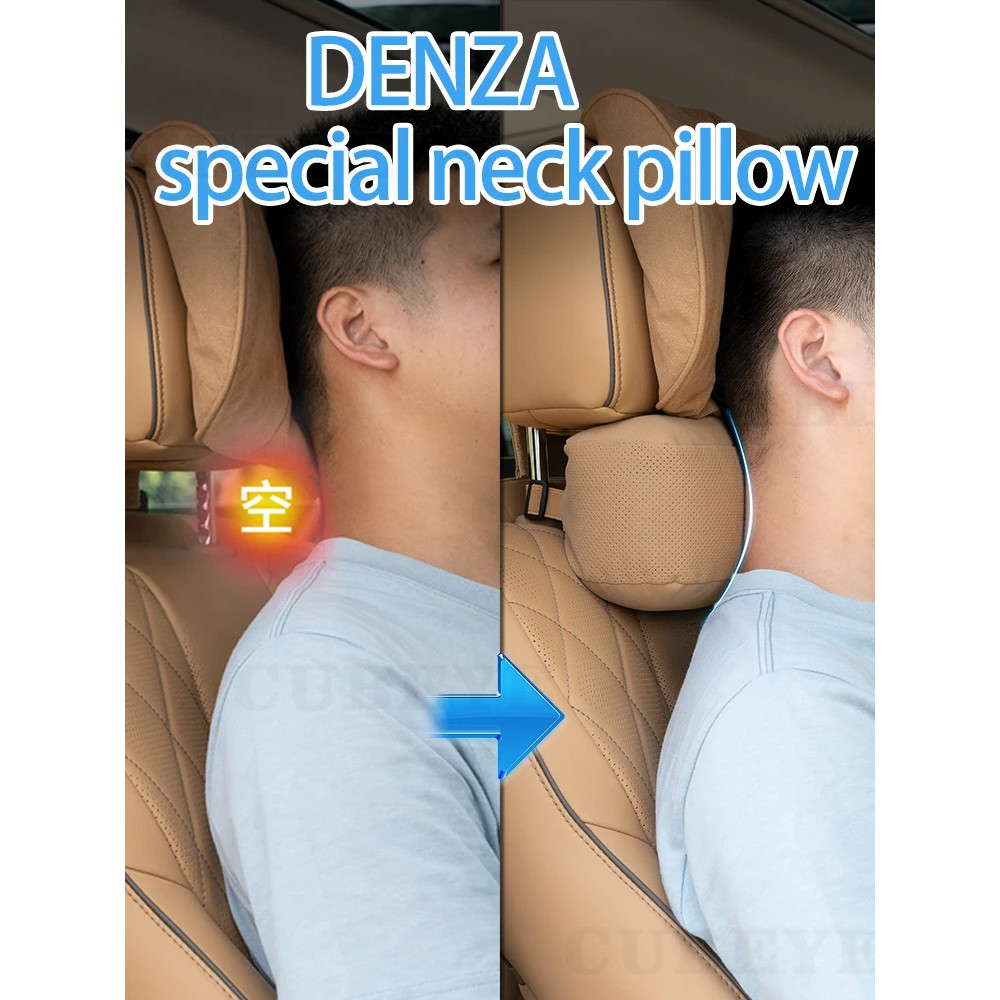 สําหรับ Denza D9 Headrest หมอนรองคอหนัง Alcantara รถหมอนสีน้ําตาล Suede Byd อุปกรณ์เสริม