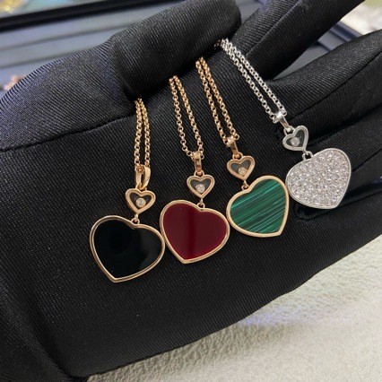 Chopin สร้อยคอเพชร Happy Heart v อัญมณี Clavicle Chain สีขาว Mother-of-Pearl Gold จี้หญิงโปร่งใสสามห