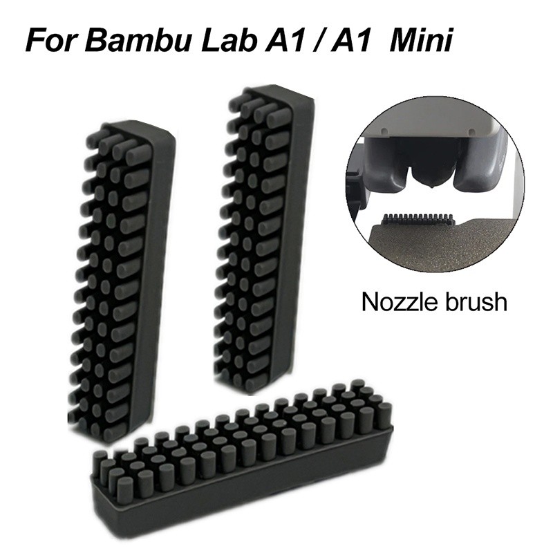 Nozzle Brush For Bambu Lab A1 / A1 Mini Wiper Silicone Brush Hotbed Mounted Scrubbers Cleaning Tool 