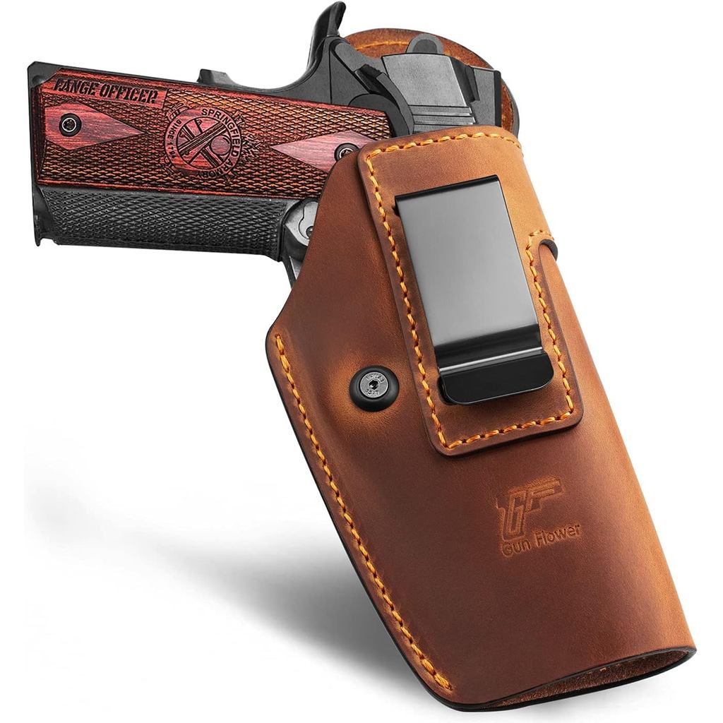 Full Grain Leather IWB Holster for Most 1911 Style Handguns 5" 4.25" 4" Barrel, Compatible with Kimb