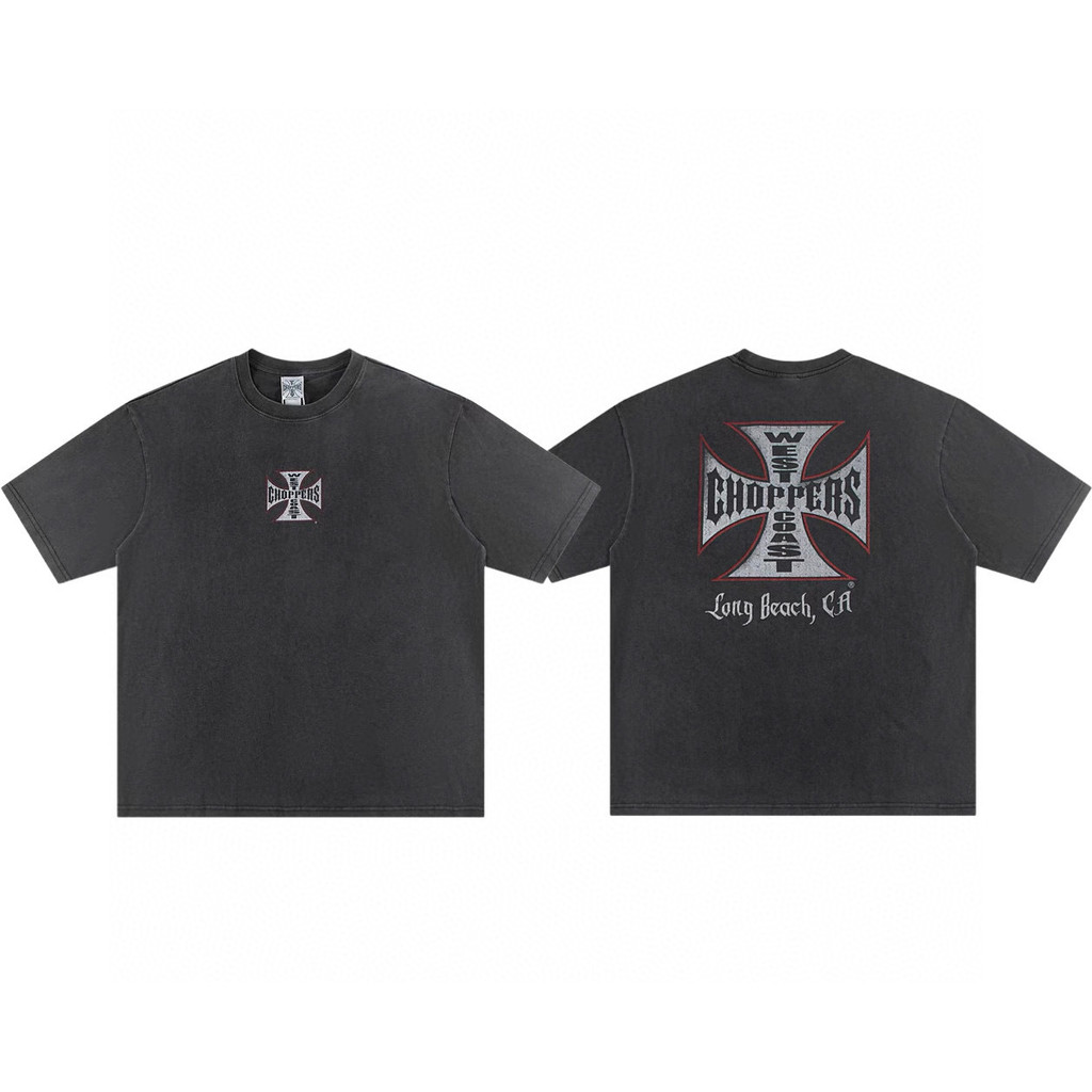 Westcoast Choppers American Casual ERD สันสกฤต Cross Washed Distressed Short Sleeve High Street Loos